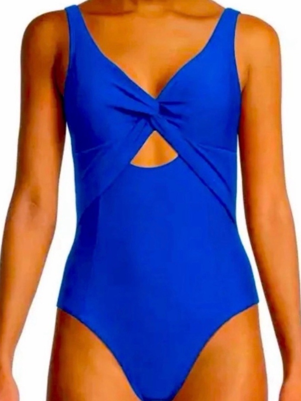 DKNY Royal Blue Twist Keyhole One-Piece Swimsuit